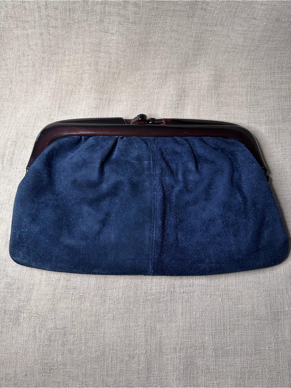 VTG 1970s Suede & Lucite Kiss-lock Italian Clutch for The Emporium